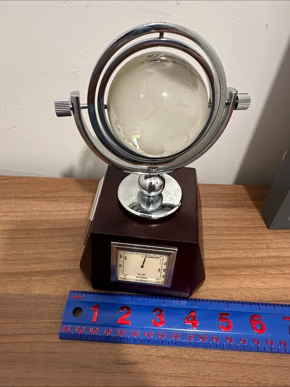 Decorative Globe Clock Accent in Brown and Silver